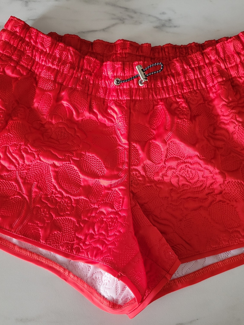 adidas Originals Rose Red Floral Jacquard Track Shorts Women XS